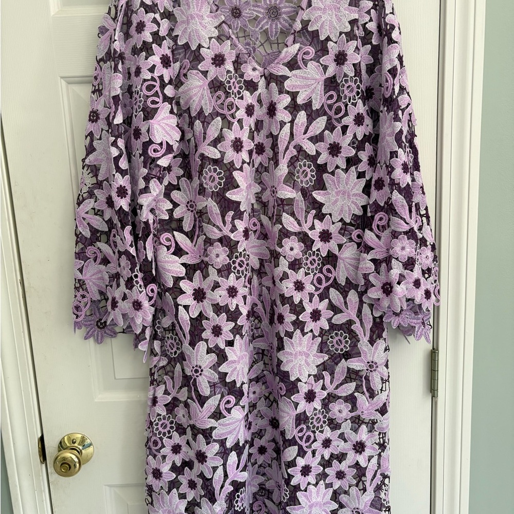 Anthropologie Maeve Purple Floral Lace Top